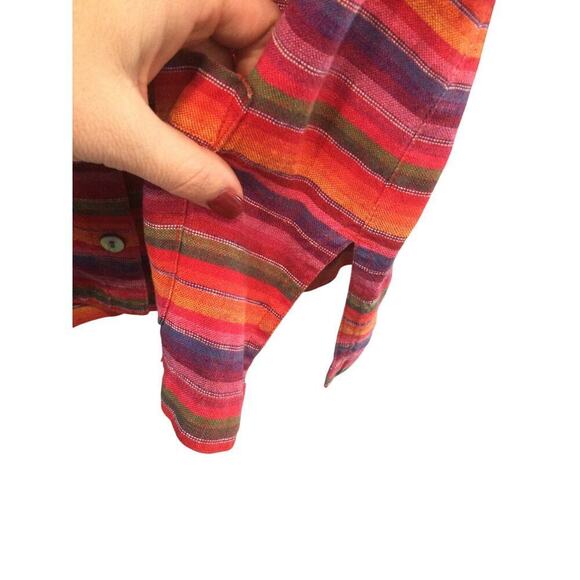 Chico’s Womens Linen Jacket Size Medium Red Rainbow Boho Festival Hippie Beachy - Picture 7 of 12